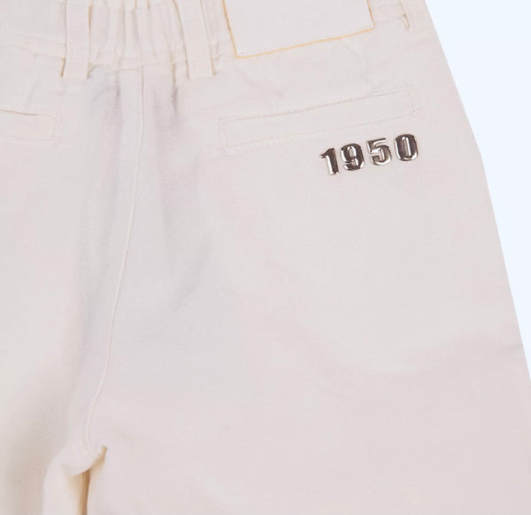 I PINCO PALLINO Ivory Linen Blend Trousers With Logo
