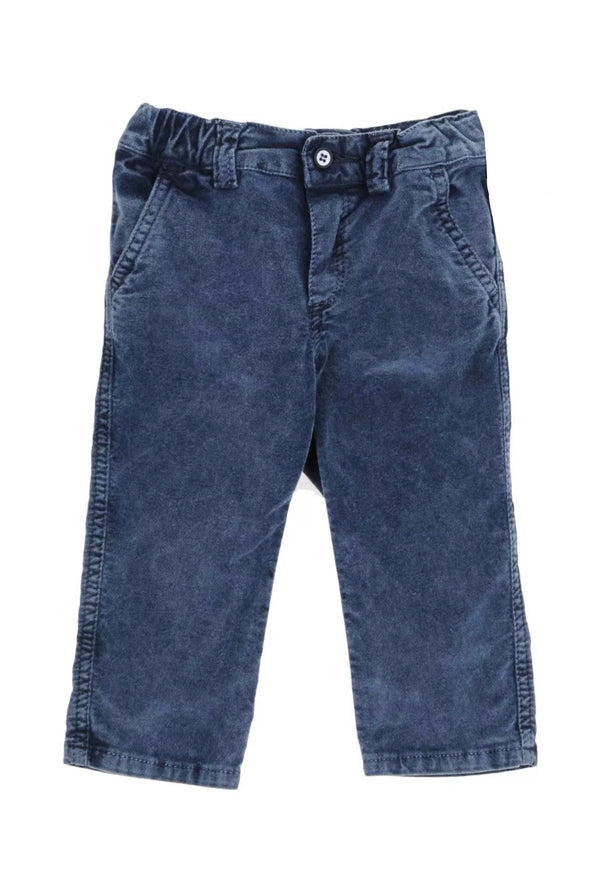 OFFICINA 51 Boys Velour Blue Chino Trousers With Pockets