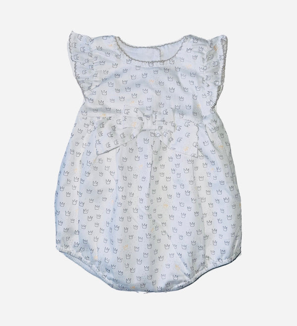 ABSORBA Baby Girls Romper With Crown Pattern And Front Bow