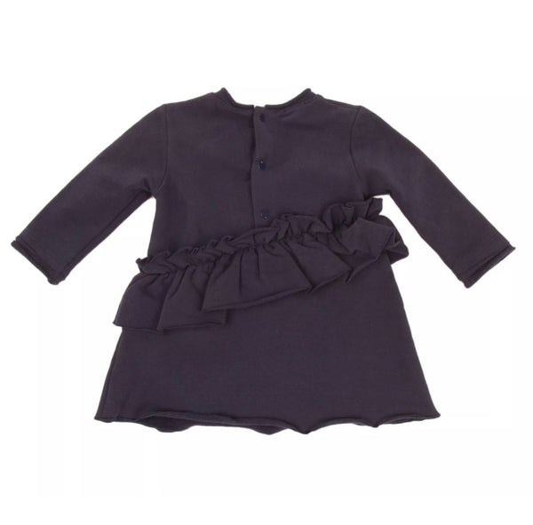 LE BEBE Baby Girl Shift Dress With Ruffle Trim And Bow With Logo