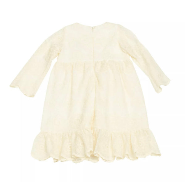 NINNAOH Baby Girl Luxury Tulle Embroidered Ivory Dress