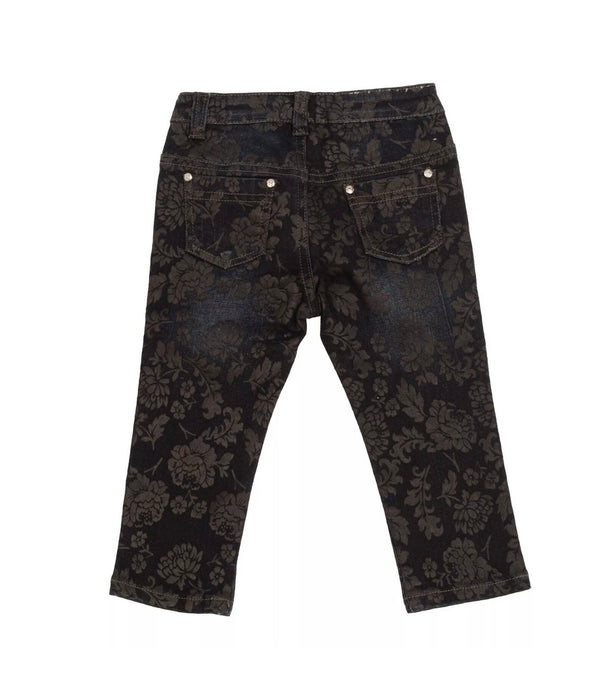BYBLOS Baby Girl Navy Blue Jeans With Floral Pattern