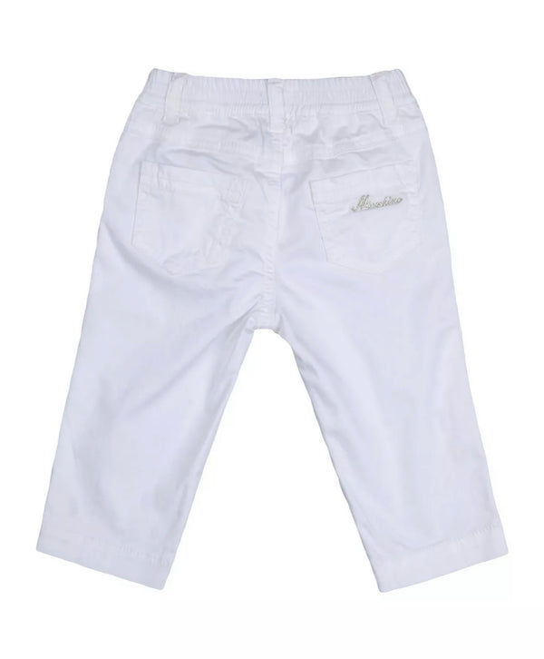 MOSCHINO Baby Girl White Trousers With Hearts And Logo