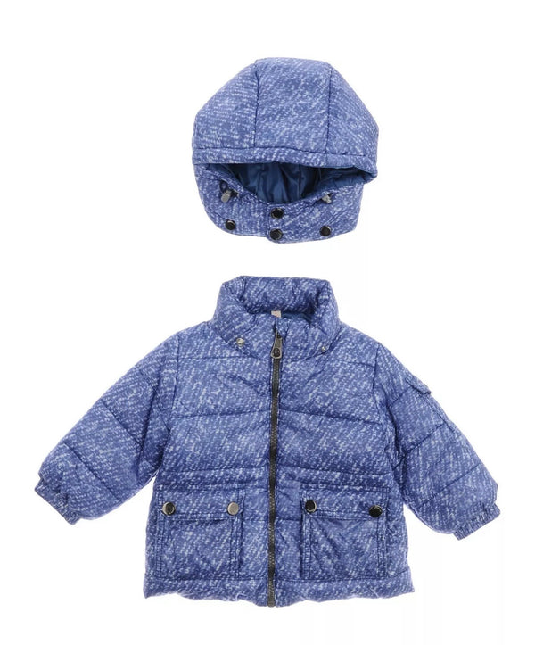 OFFICINA 51 Blue Down Padded Baby Jacket With Removable Hood