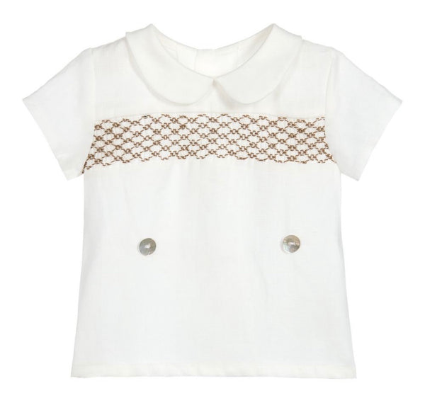 Ancar Baby Set Beige Shorts And White Shirt