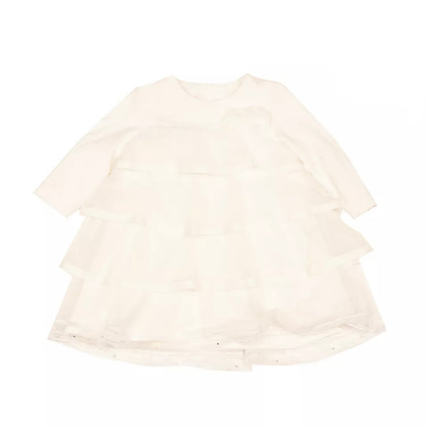 MISS BLUMARINE Baby Girl White Tulle Dress With Embroidered Logo