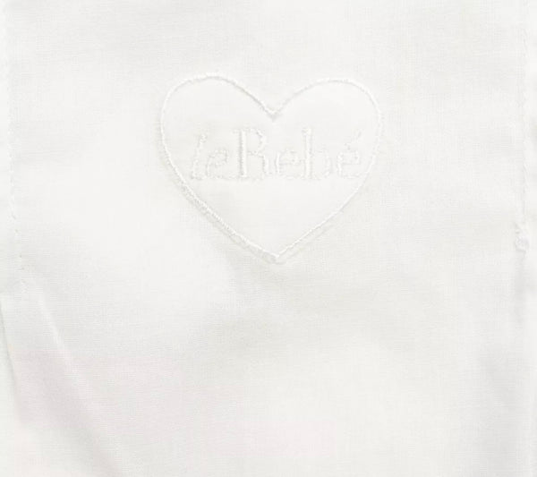 LE BEBE Baby Girl Ivory Cotton Dress With Front Heart Logo