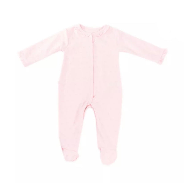 ABSORBA Light Pink Girls Babygrow With Dots & Ruffle Neck