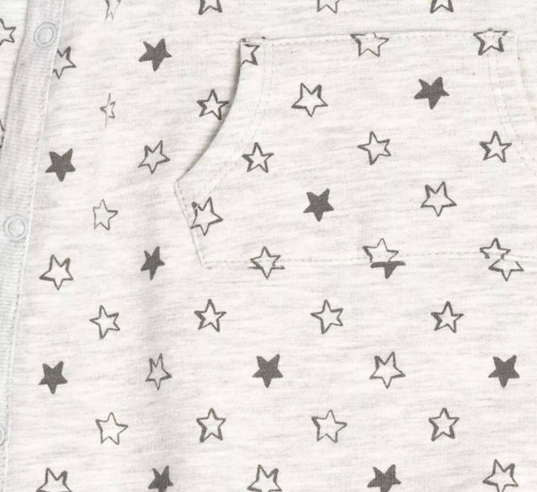 ABSORBA Baby Sweat Romper Hooded Grey With Star Pattern