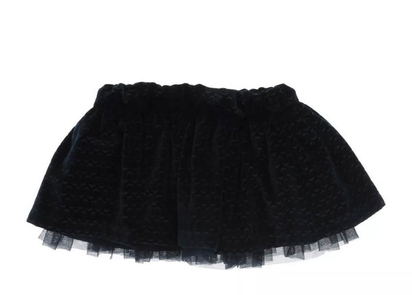 GIUSELLA Baby Girl Navy Blue Velour Skirt With Tulle