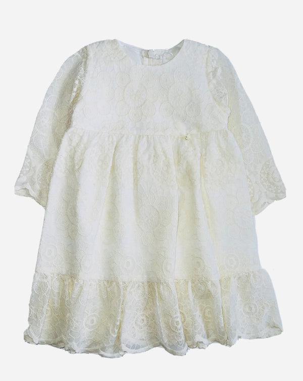 NINNAOH Baby Girl Luxury Tulle Embroidered Ivory Dress