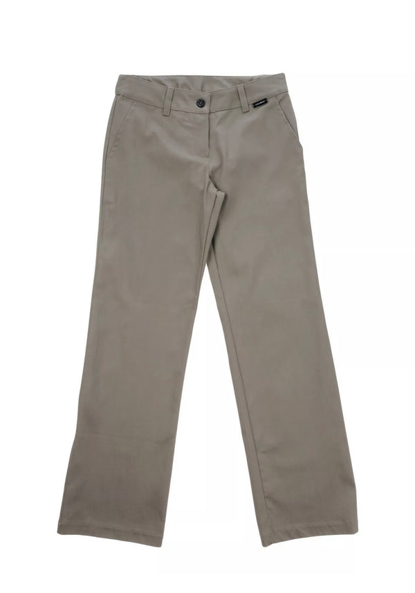 TWIN-SET Girls Gabardine Grey Trousers With Front Logo