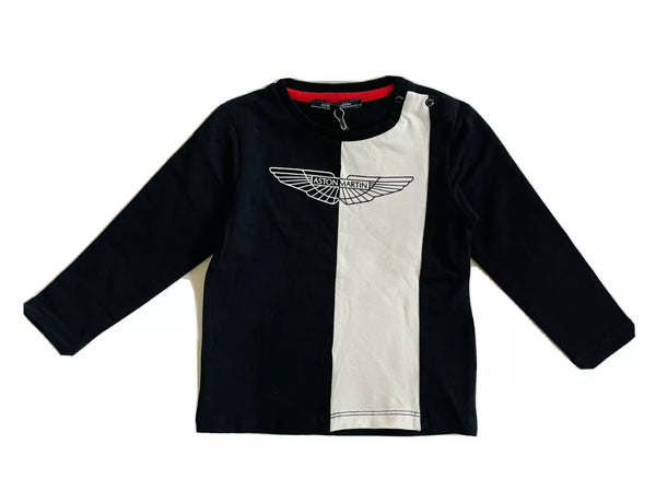ASTON MARTIN Baby Boy Navy Blue Long Sleeves T- Shirt With Front Logo