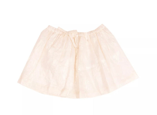IL GUFO Girls Gold Linen Skirt With Front Lame Bow