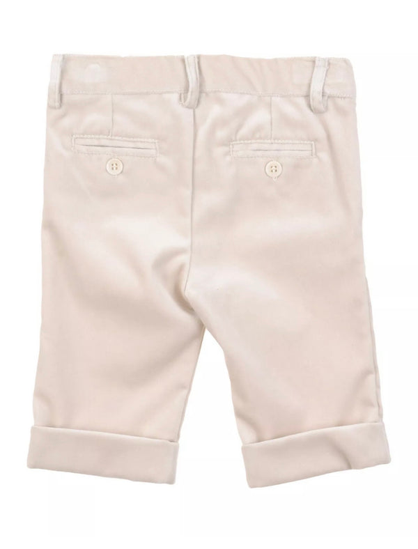 SIMONETTA Tiny Cream Baby Velour Trousers With Logo