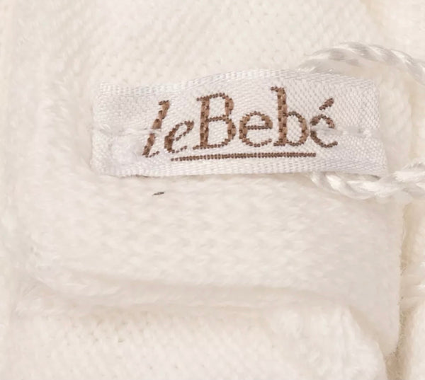 LE BEBE' Baby White Knitted Top & Trousers Set With Logo