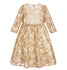 GRACI Girls Embroidered Gold Dress With Little Diamonds