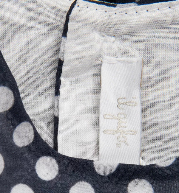 IL GUFO Baby Girls Navy Blue & White Polka Dots Dress With Bow