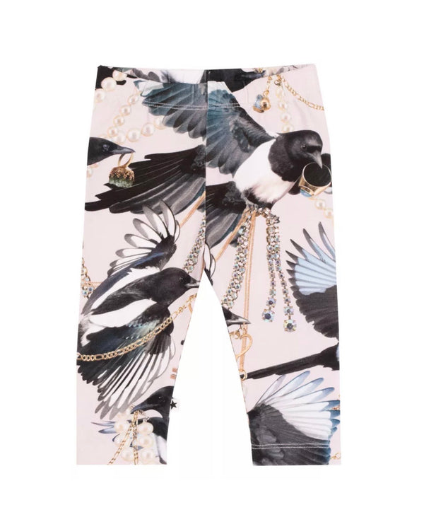 MOLO Baby Girl Leggings With Magpie & Chain Print
