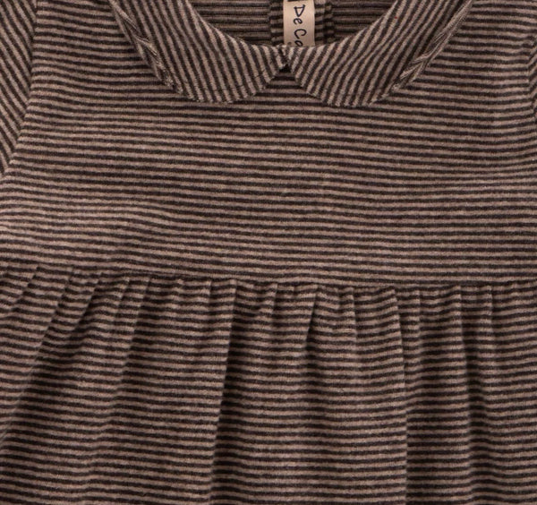 DE CAVANA Baby Girls Collared Jumper Dress With Stripped Pattern