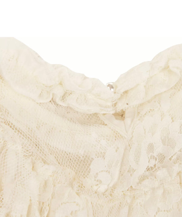 MICROBE by MISS GRANT Girls Ivory Floral Lace Dress