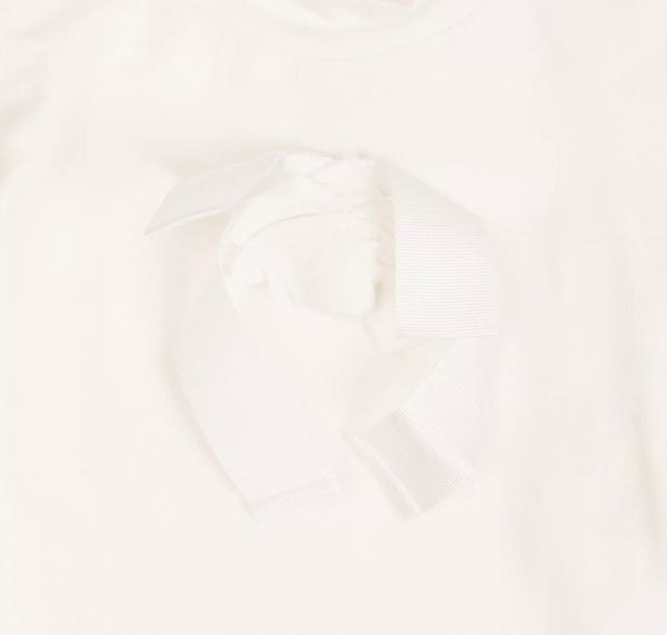 I PINCO PALLINO Girls White T-Shirt With Front Chunky Bow & Logo