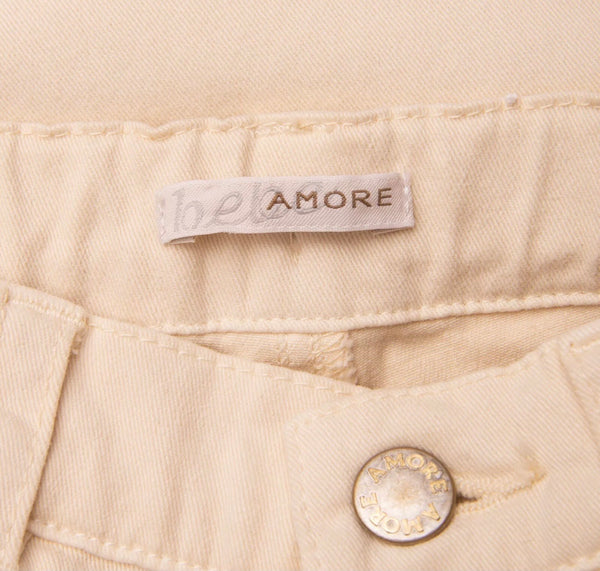 AMORE BABY Beige Gabardine Trousers With Logo