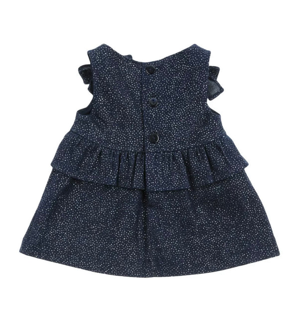 ALETTA Girls Navy Blue Sparkly Dress With Shoulder Bows