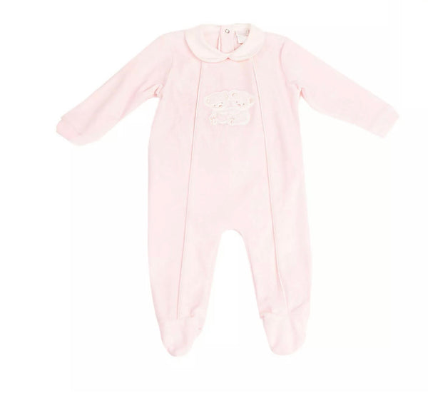 COCCODE' Baby Girl Light Pink Collared Babygrow With Bear Patch