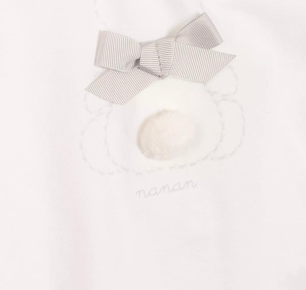 NANAN Baby White Collared Romper With Bow Details And Logo