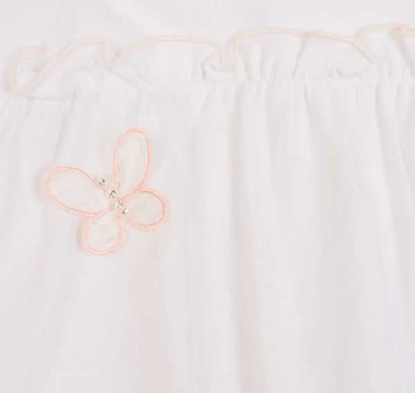 CICCINO Baby White Girl Collared Babygrow With Butterfly Details