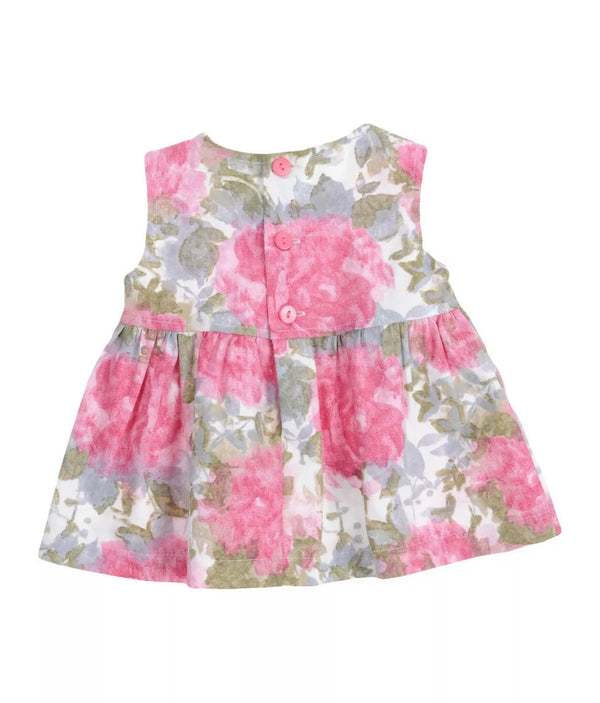 ALETTA Baby Girl Light Pink & Green Floral Dress with Bow