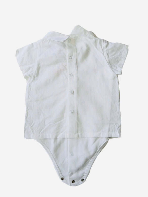 LARANJINHA Baby White Two Tone Collared Body Shirt