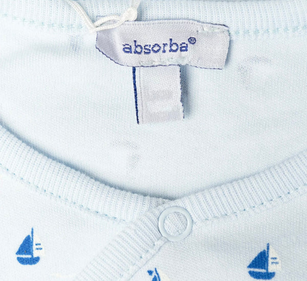 ABSORBA Baby Light Blue Cotton Babygrow With Boat Pattern