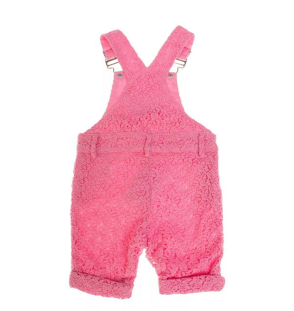 FUN & FUN Baby Pink Lace Dungarees Handcrafted Floral Pattern
