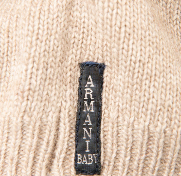 ARMANI Baby Girl Brown Wool Cardigan With Logo
