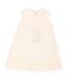 YOUNG VERSACE Baby Girl Ivory Dress With Rhinestones Greek Key Pattern