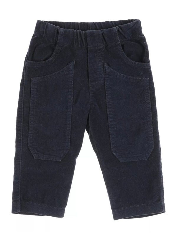 JUPPALA Boys Navy Blue Corduroy Trousers With Front Patches