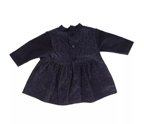 ALETTA Baby Girl Navy Blue Glittery Dress With Front Bow