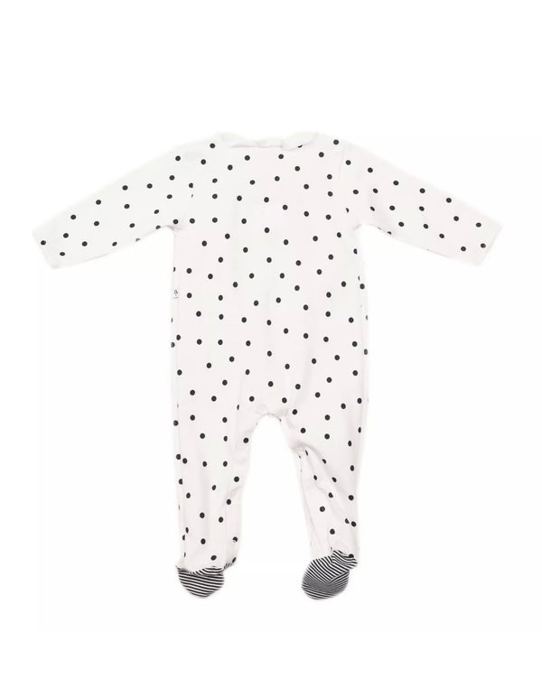 Absorba Baby Girls White and Blue Polka Dots Cotton Babygrow