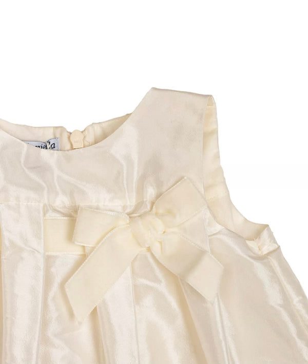 BABY GRAZIELLA Baby Girl Satin Ivory Dress With Bow