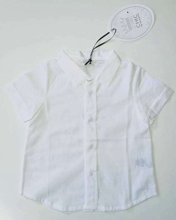 CHIC by LARANJINHA Baby Boys 2 Pieces Linen Outfit Shorts And Shirt
