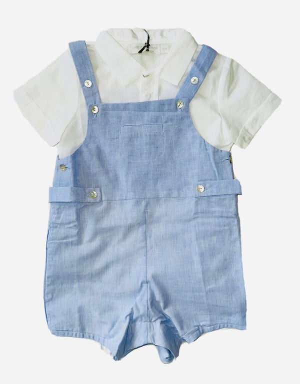 CHIC by LARANJINHA Baby Boys 2 Pieces Linen Outfit Shorts And Shirt