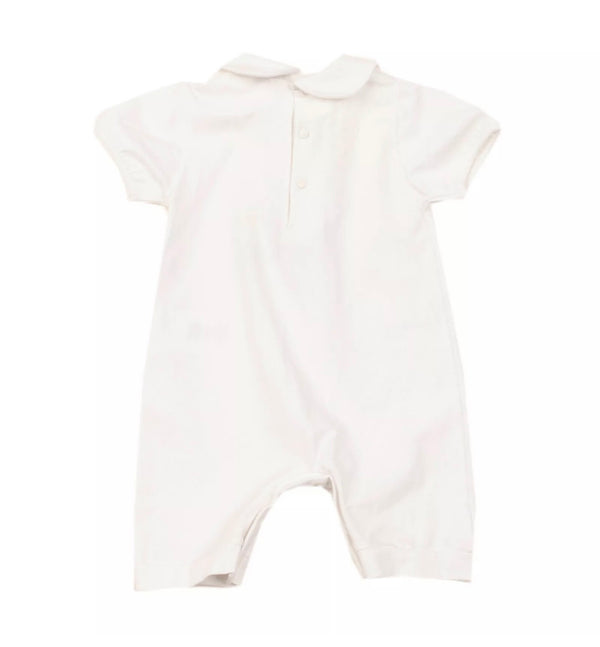 NANAN Baby White Collared Romper With Bow Details And Logo