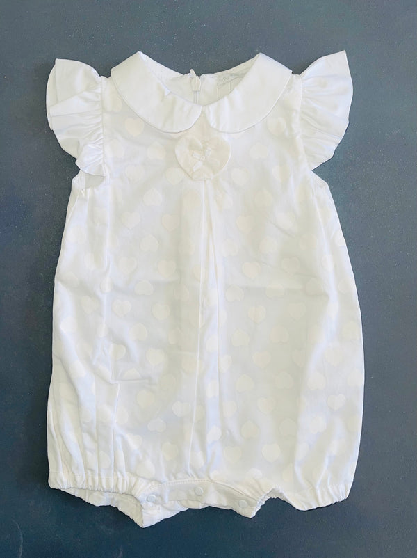 LEO E LILLY BON TON Baby Girl Cotton Romper With Hearts Pattern