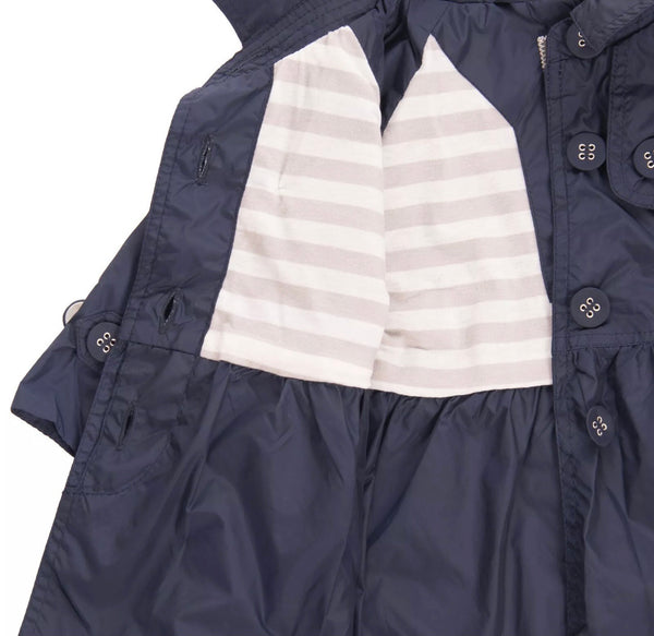 ADD Baby Trench Coat Collared Navy Blue With Front Logo