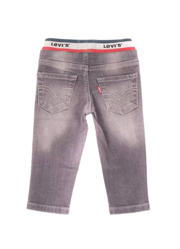 LEVI'S Baby Grey Jeans With Striped Elasticated Waist With Logo