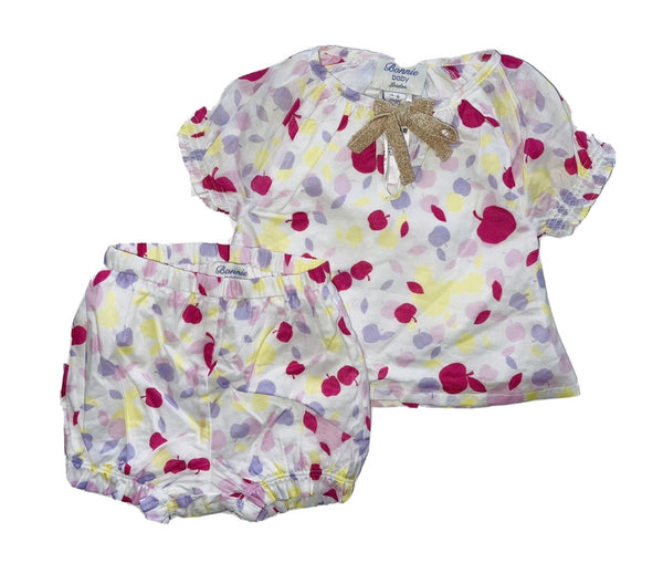 Bonnie Baby London  Baby Girl Soft Cotton Multicoloured 2 Pieces Set Outfit