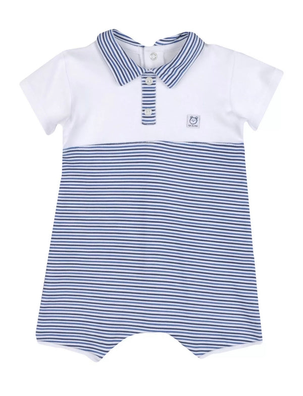 ABSORBA Baby Collared Striped Romper With Logo