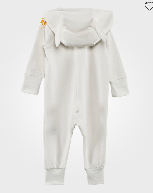 MINI RONDINI Bunny Onesie White Playsuit Organic Cotton